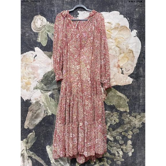 Free People Feeling Groovy Maxi Dress Floral pink Size Medium - Picture 1 of 4